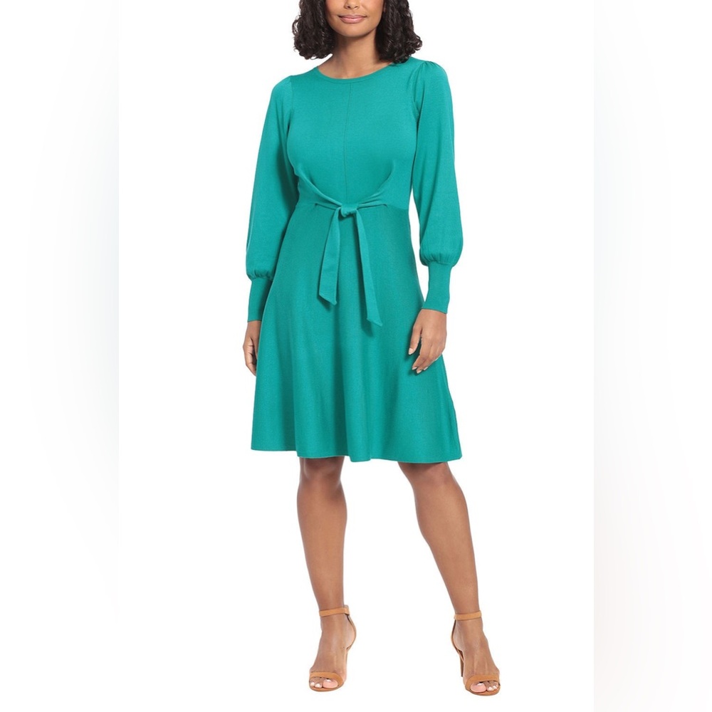 NWT LONDON TIMES PRINCESSS SLEEVE A-LINE SWEATER Dress in Emerald